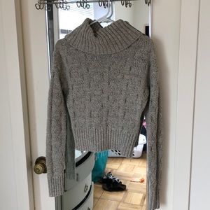 Black and Tan cropped turtle neck sweater